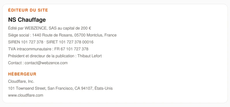 Coordonnées légales de l’éditeur et de l’hébergeur du site