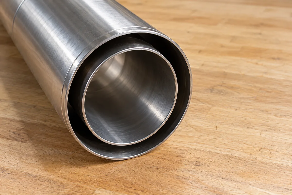 Tronçon de conduit concentrique en inox, tube de fumée centré dans le tube d&rsquo;air
