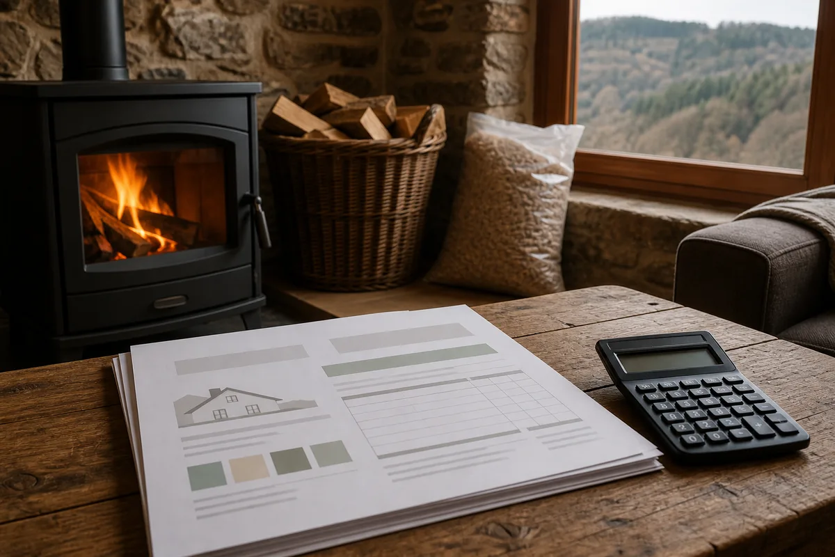 Devis de travaux de rénovation énergétique posé sur une table avec une calculatrice